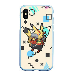 Чехол iPhone XS Max матовый Pikachu Geometry, цвет: 3D-голубой