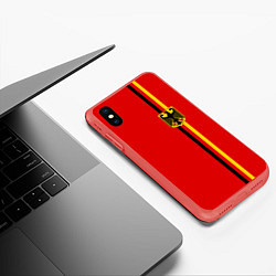 Чехол iPhone XS Max матовый Германия, цвет: 3D-красный — фото 2