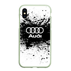 Чехол iPhone XS Max матовый Audi: Black Spray, цвет: 3D-салатовый