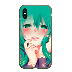 Чехол iPhone XS Max матовый Miku Ahegao, цвет: 3D-темно-зеленый