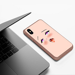 Чехол iPhone XS Max матовый Ahegao Face, цвет: 3D-коричневый — фото 2