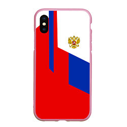 Чехол iPhone XS Max матовый Russia: Geometry Tricolor, цвет: 3D-розовый