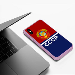 Чехол iPhone XS Max матовый СССР: Спортсмен, цвет: 3D-сиреневый — фото 2