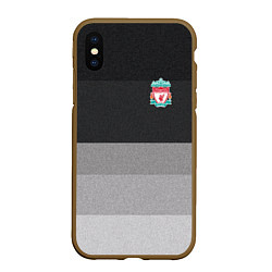 Чехол iPhone XS Max матовый ФК Ливерпуль: Серый стиль, цвет: 3D-коричневый