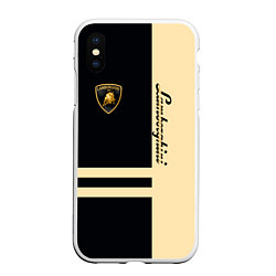 Чехол iPhone XS Max матовый Lamborghini Sport, цвет: 3D-белый