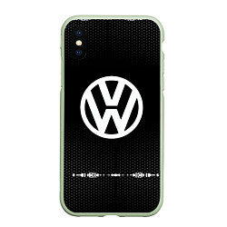 Чехол iPhone XS Max матовый Volkswagen: Black Abstract, цвет: 3D-салатовый