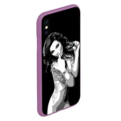 Чехол iPhone XS Max матовый Sexy Girl: Black & White, цвет: 3D-фиолетовый — фото 2