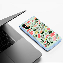 Чехол iPhone XS Max матовый Любитель суши, цвет: 3D-голубой — фото 2