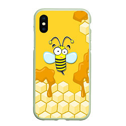 Чехол iPhone XS Max матовый Веселая пчелка, цвет: 3D-салатовый