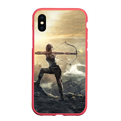 Чехол iPhone XS Max матовый Tomb Raider, цвет: 3D-красный