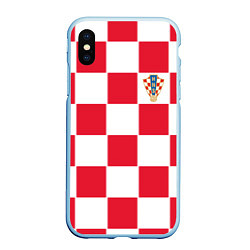 Чехол iPhone XS Max матовый Сборная Хорватии: Домашняя ЧМ-2018, цвет: 3D-голубой