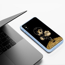 Чехол iPhone XS Max матовый Bendy and the ink machine, цвет: 3D-голубой — фото 2