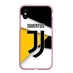 Чехол iPhone XS Max матовый FC Juventus, цвет: 3D-розовый