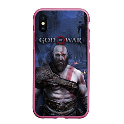 Чехол iPhone XS Max матовый God of War: Kratos, цвет: 3D-малиновый