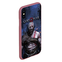 Чехол iPhone XS Max матовый God of War: Kratos, цвет: 3D-малиновый — фото 2