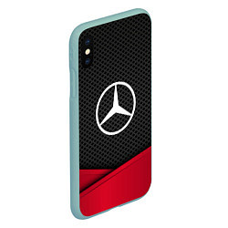 Чехол iPhone XS Max матовый Mercedes Benz: Grey Carbon, цвет: 3D-мятный — фото 2