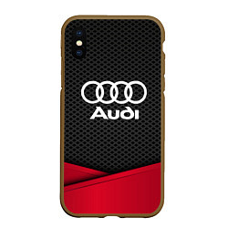 Чехол iPhone XS Max матовый Audi: Grey Carbon, цвет: 3D-коричневый