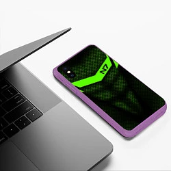 Чехол iPhone XS Max матовый N7: Green Armor, цвет: 3D-фиолетовый — фото 2