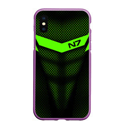 Чехол iPhone XS Max матовый N7: Green Armor, цвет: 3D-фиолетовый