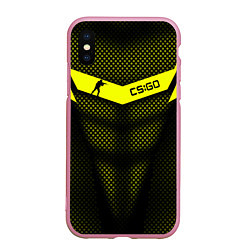 Чехол iPhone XS Max матовый CS:GO Yellow Carbon, цвет: 3D-розовый