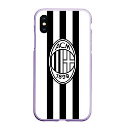 Чехол iPhone XS Max матовый AC Milan: Black & White, цвет: 3D-светло-сиреневый