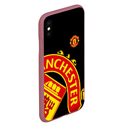 Чехол iPhone XS Max матовый FC Man United: Black Exclusive, цвет: 3D-малиновый — фото 2
