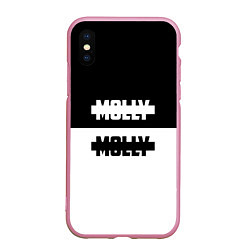 Чехол iPhone XS Max матовый Molly: Black & White, цвет: 3D-розовый