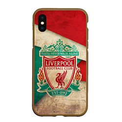 Чехол iPhone XS Max матовый FC Liverpool: Old Style, цвет: 3D-коричневый