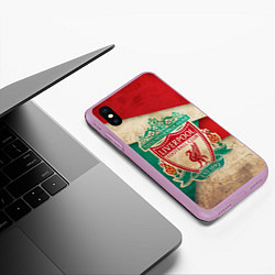 Чехол iPhone XS Max матовый FC Liverpool: Old Style, цвет: 3D-сиреневый — фото 2