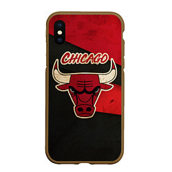 Чехол iPhone XS Max матовый Chicago Bulls: Old Style, цвет: 3D-коричневый