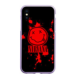Чехол iPhone XS Max матовый Nirvana: Blooded Smile, цвет: 3D-светло-сиреневый