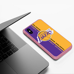 Чехол iPhone XS Max матовый NBA: LA Lakers, цвет: 3D-малиновый — фото 2