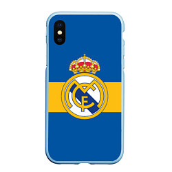 Чехол iPhone XS Max матовый Реал Мадрид, цвет: 3D-голубой