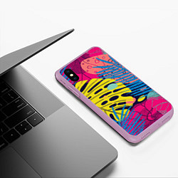 Чехол iPhone XS Max матовый Тропическая мода, цвет: 3D-сиреневый — фото 2