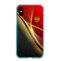 Чехол iPhone XS Max матовый RUSSIA SPORT: Gold Collection, цвет: 3D-мятный
