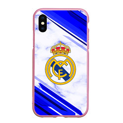Чехол iPhone XS Max матовый Real Madrid, цвет: 3D-розовый