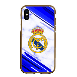 Чехол iPhone XS Max матовый Real Madrid, цвет: 3D-коричневый