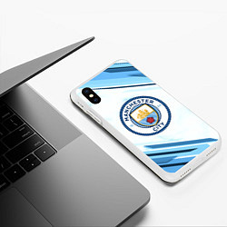 Чехол iPhone XS Max матовый Manchester city, цвет: 3D-белый — фото 2