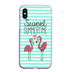 Чехол iPhone XS Max матовый Sweet Summer Flamingo, цвет: 3D-светло-сиреневый