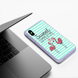 Чехол iPhone XS Max матовый Sweet Summer Flamingo, цвет: 3D-светло-сиреневый — фото 2
