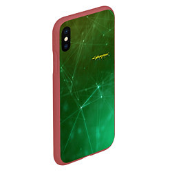 Чехол iPhone XS Max матовый Cyberpunk 2077: Green Network, цвет: 3D-красный — фото 2