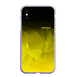 Чехол iPhone XS Max матовый Cyberpunk 2077: Yellow Poly, цвет: 3D-светло-сиреневый