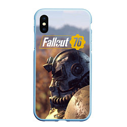 Чехол iPhone XS Max матовый Fallout 76, цвет: 3D-голубой