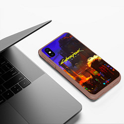 Чехол iPhone XS Max матовый Cyberpunk 2077: Night City, цвет: 3D-коричневый — фото 2