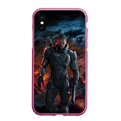 Чехол iPhone XS Max матовый Mass Effect: Soldier, цвет: 3D-малиновый
