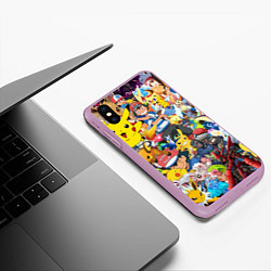 Чехол iPhone XS Max матовый Pokemon Bombing, цвет: 3D-сиреневый — фото 2