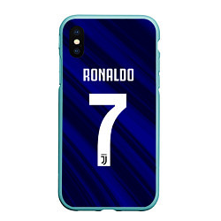 Чехол iPhone XS Max матовый Ronaldo 7: Blue Sport, цвет: 3D-мятный