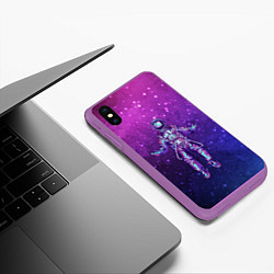 Чехол iPhone XS Max матовый Неоновый космос, цвет: 3D-фиолетовый — фото 2