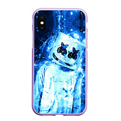 Чехол iPhone XS Max матовый Marshmello: Blue Liquid, цвет: 3D-сиреневый