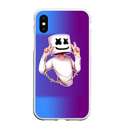 Чехол iPhone XS Max матовый Marshmello Peace, цвет: 3D-белый